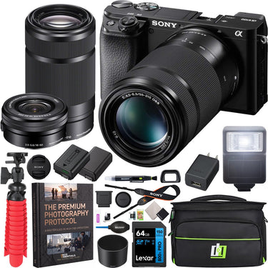 Sony a6100 Mirrorless Camera 4K APS-C ILCE-6100YB 2 Lens 16-50mm 55-210mm Bundle