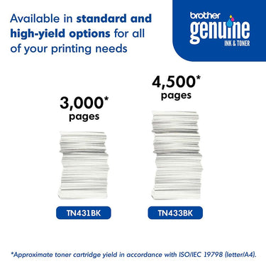 Brother Genuine TN431BK Standard Yield Black Toner Cartridge