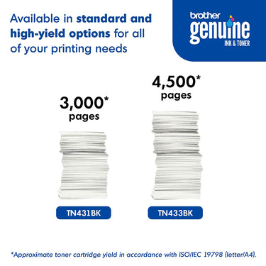 Brother Genuine TN431BK Standard Yield Black Toner Cartridge