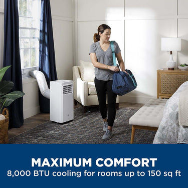GE 8,000BTU 3-in-1 Portable Air Conditioner, White - Refurbished