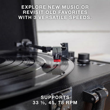 Victrola Journey Portable Bluetooth 3-Speed Suitcase Record Player, Black