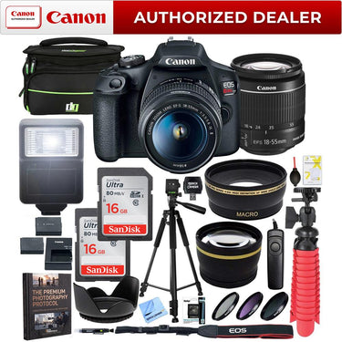 Canon T7 EOS Rebel DSLR Camera EF-S 18-55mm f/3.5-5.6 IS II Lens 2 Battery Bundle