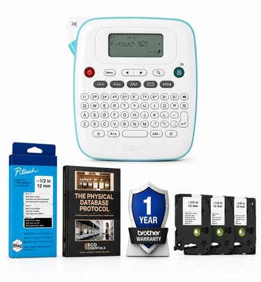 Brother P-Touch PT-N20 Personal Desktop Label Maker + Btag Label Tape Bundle