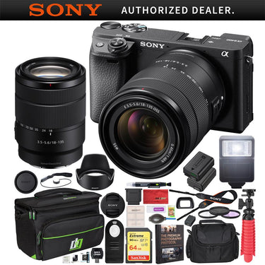 Sony a6400 Mirrorless Camera ILCE-6400M/B 18-135mm Lens Kit + Deco Gear Case Bundle