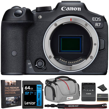 Canon EOS R7 Mirrorless APS-C Camera Body, 4K, 32.5 MP 5137C002 + Accessories Bundle