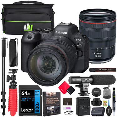 Canon EOS R6 Mark II Mirrorless Camera with RF 24-105mm F4 L IS USM Lens Kit + Bundle