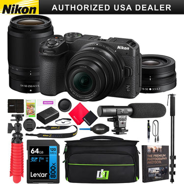 Nikon Z 30 Mirrorless Camera 4K DX + 2 Lens Kit 16-50mm & 50-250mm Accessories Bundle