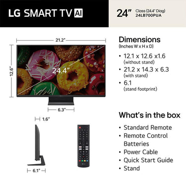 LG LB70 24" Full HD HDR10 Pro Smart LED TV w/ 1 YR Extended Warranty Bundle