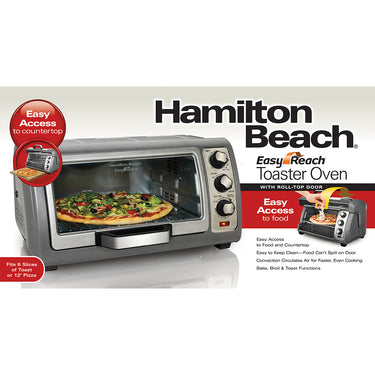 Hamilton Beach Easy Reach Toaster Oven with Convection and Roll-Top Door, Silver (31126D)