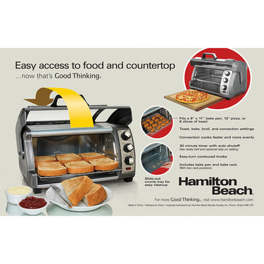 Hamilton Beach Easy Reach Toaster Oven with Convection and Roll-Top Door, Silver (31126D)