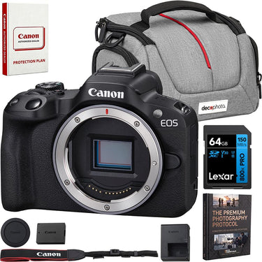 Canon EOS R50 Mirrorless Camera Body (Black) 5811C002 + Accessories Bundle