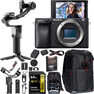 Sony a6400 Mirrorless 4K APS-C Camera Body Kit + DJI RS 3 Mini Gimbal Bundle
