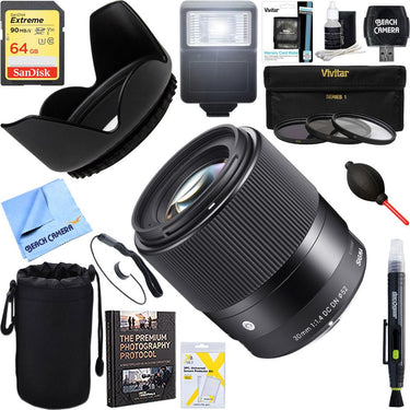 Sigma Sigma 30mm F1.4 DC DN Lens for Sony E Mount + 64GB Ultimate Kit
