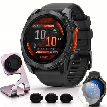 Garmin Fenix 8 51 mm, AMOLED Slate Gray with Black Silicone + Charging Doc + Dust Cover