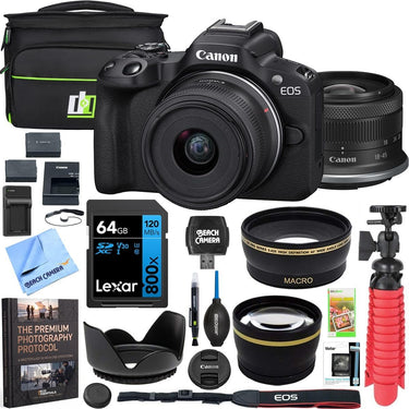 Canon EOS R50 Mirrorless Camera Black + 18-45mm IS STM Lens Kit Premier Bundle