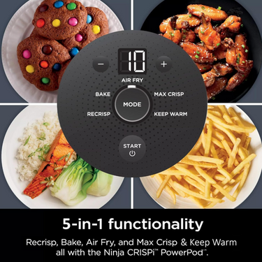 Ninja CRISPi 5-in-1 Portable Glass Air Fry Cooking System (Renewed) + 5 Pcs Knife Set