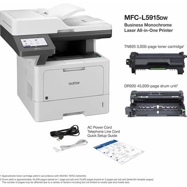 Brother Business Monochrome Laser All-in-One Printer with Guide & Printer Cable