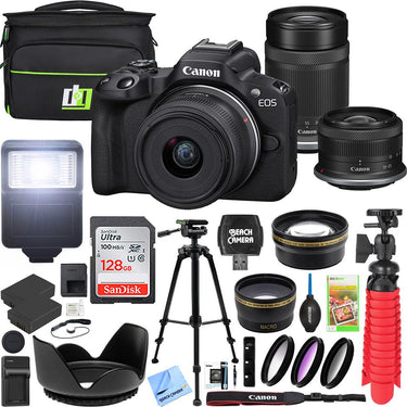 Canon EOS R50 Mirrorless Camera 2 Lens Kit 18-45mm + 55-210mm IS STM Premier Bundle