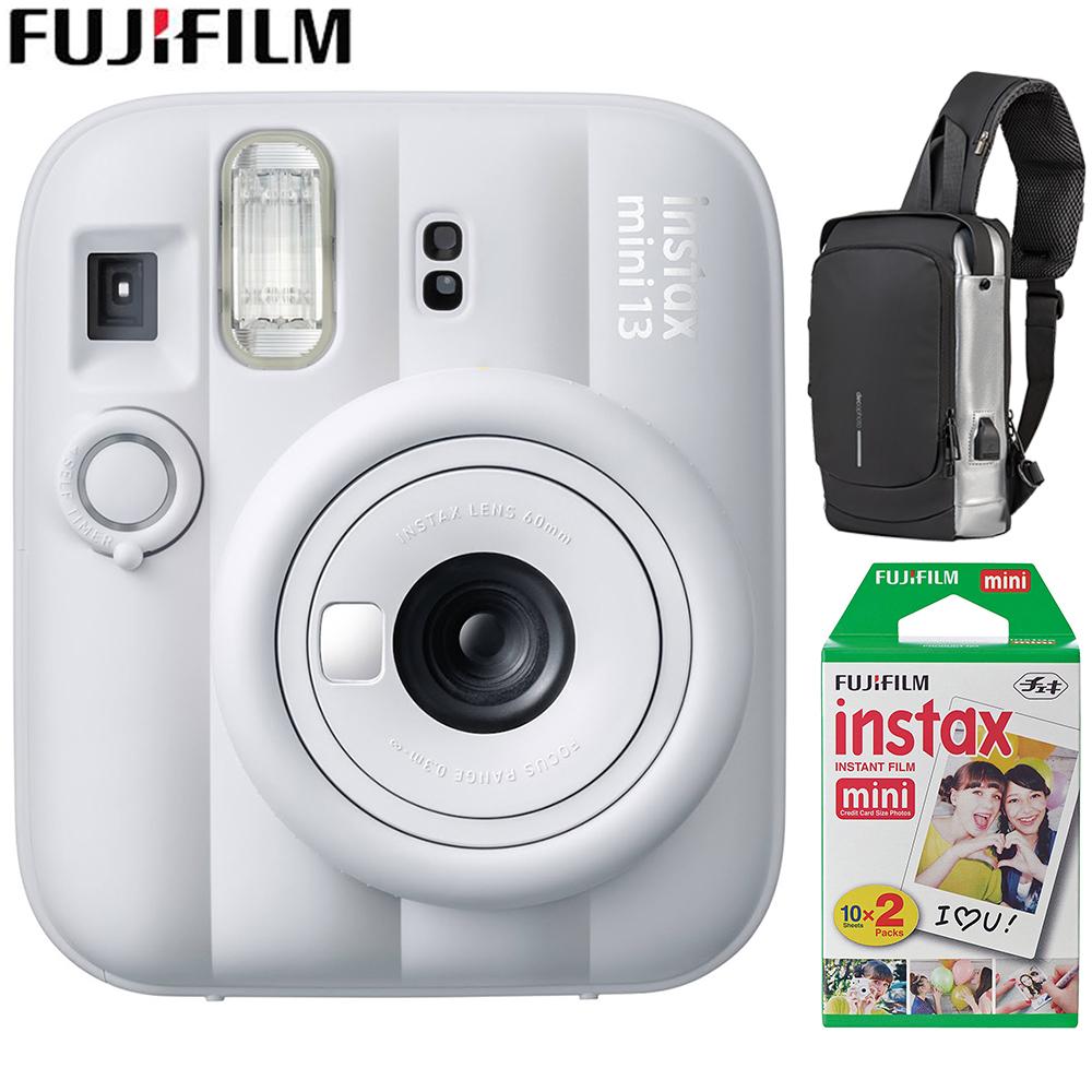 Fujifilm Instax Mini 13 Instant Camera Clay White with Sling Backpack Bundle