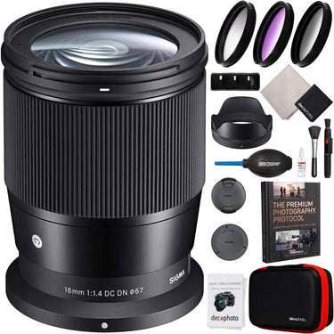 Sigma 16mm F1.4 DC DN Contemporary Lens for Nikon Z-Mount Mirrorless Cameras Bundle