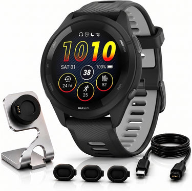 Garmin Forerunner 265 GPS Smartwatch - 46mm + Charging Dock + Dust Cover Bundle