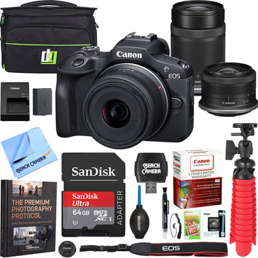 Canon EOS R100 Mirrorless Camera with 2 Lens Kit 18-45mm & 55-210mm Premier Bundle