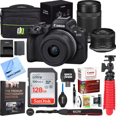 Canon EOS R50 Mirrorless Camera 2 Lens Kit 18-45mm + 55-210mm IS STM Premier Bundle