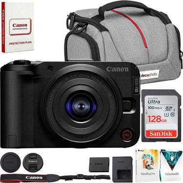 Canon EOS R50 V Mirrorless Camera w/ RF S14-30mm F4-6.3 Lens + 128GB Card Bundle