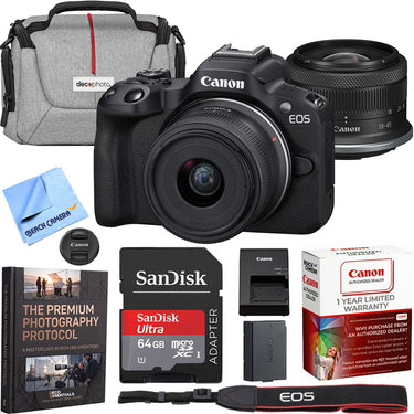 Canon EOS R100 Mirrorless Camera + 18-45mm F4.5-6.3 IS STM Lens Kit Premier Bundle