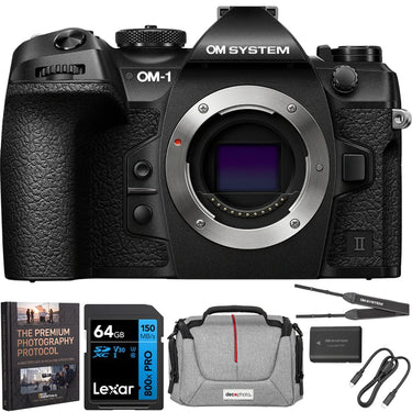 OM SYSTEM Olympus OM-1 Mark II 20MP 4K Mirrorless Camera Body + 64GB Memory Bundle