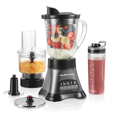 Hamilton Beach Blender and Food Processor Combo for Shakes & Smoothies - 58163, Gray and Black