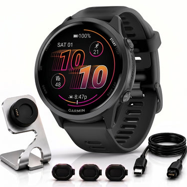 Garmin Forerunner 570 47mm GPS Smartwatch, Aluminum & Black Band + Accessories Bundle
