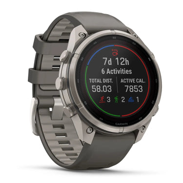 Garmin fenix 9 Pro Solar, 47 mm Titanium with Pebble Gray/Silver Gray Silicone Band