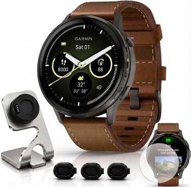 Garmin Venu 4 45mm GPS Smartwatch Slate w/ Black Bundle +Dock Dust Covers Screen Guards