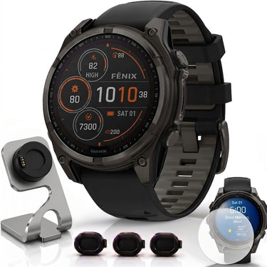 Garmin Fenix 8 47mm Smartwatch, Solar Sapphire + Accessories Bundle