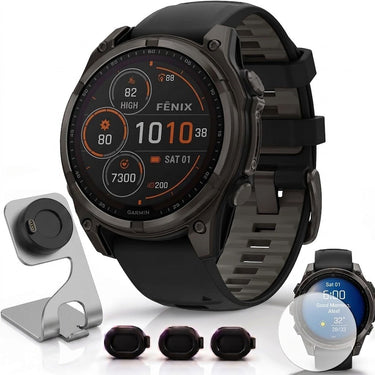Garmin Fenix 8 51mm Smartwatch, Solar, Sapphire + Accessories Bundle