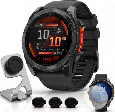 Garmin Fenix 8 51 mm, AMOLED Slate Gray with Black Silicone + Charging Doc + Dust Cover