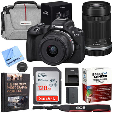 Canon EOS R50 V Mirrorless Camera w/ RF S14-30mm + RF-S 55-210mm Lens Premier Bundle
