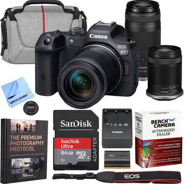 Canon EOS R7 Mirrorless Camera with 2 Lens Kit 18-150mm + 75-300mm Premier Bundle