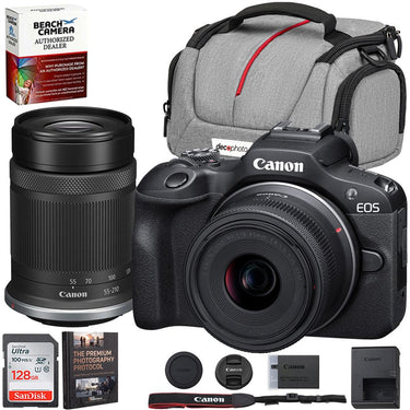 Canon EOS R100 Camera+RF-S 18-45mm F4.5-6.3+RF-S 55-210mm F5-7.1 + 64GB Bundle