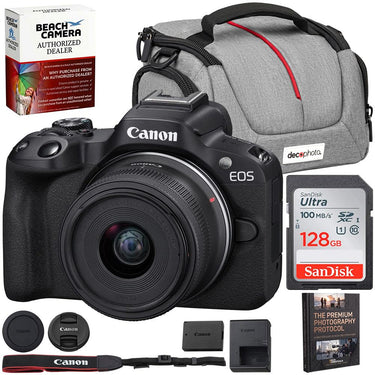 Canon EOS R50 Mirrorless Camera w/RF-S 18-45mm F4.5-6.3 Lens+64GB Memory Bundle