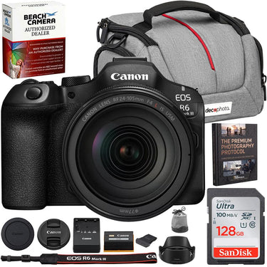 Canon EOS R6 Mark III Camera with RF24-105mm F4 L IS USM Lens+128GB Card Bundle