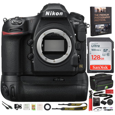 Nikon D850 DSLR Camera 45.7MP 4K FX Digital SLR Body Battery Grip Pro Accessory Bundle