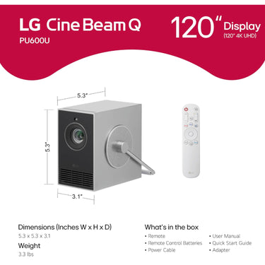 LG CineBeam Q PU600U 4K UHD Smart Portable Laser Projector - 2026