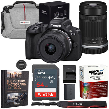 Canon EOS R50 V Mirrorless Camera w/ RF S14-30mm + RF-S 55-210mm Lens Premier Bundle