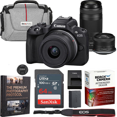 Canon EOS R50 Mirrorless Camera with 2 Lens Kit 18-45mm + 75-300mm Premier Bundle