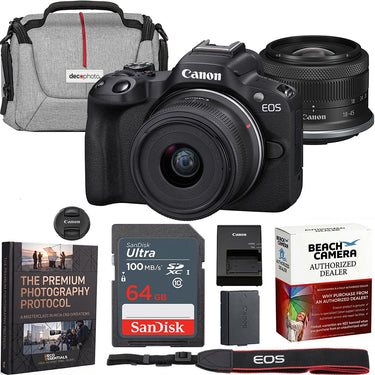 Canon EOS R100 Mirrorless Camera + 18-45mm F4.5-6.3 IS STM Lens Kit Premier Bundle