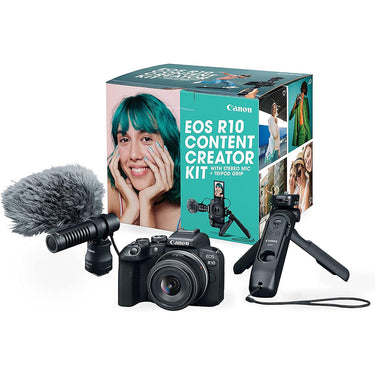 Canon EOS R10 Mirrorless Camera +18-45mm Lens Content Creator Kit +Accessories Bundle