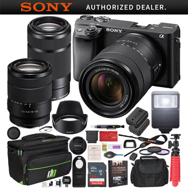 Sony a6400 Mirrorless Camera ILCE-6400M/B 18-135mm + 55-210mm 2 Lens Kit Case Bundle