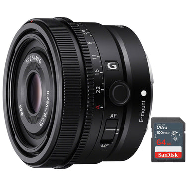 Sony FE 40mm F2.5 G Full Frame Ultra Compact Prime G Lens for E-Mount+64GB Card
